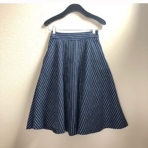 Wool Striped A-line Korean Skirt